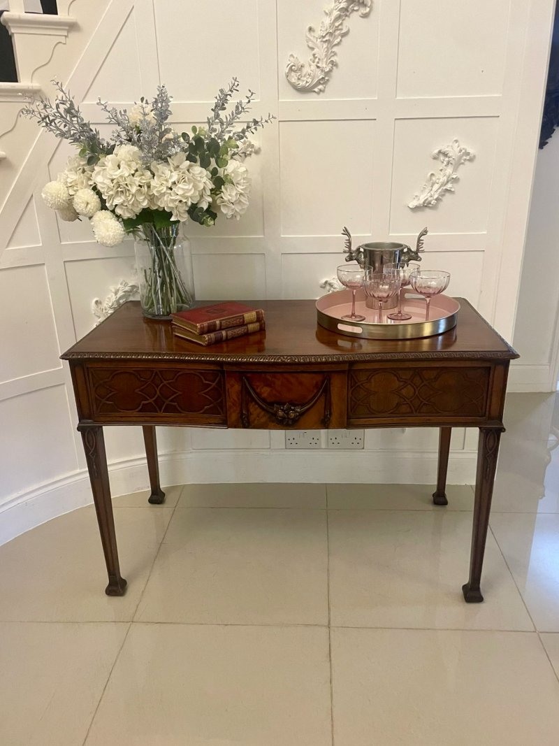 Antique Victorian Quality Carved Figured Mahogany Serving/Console Table - Image 2